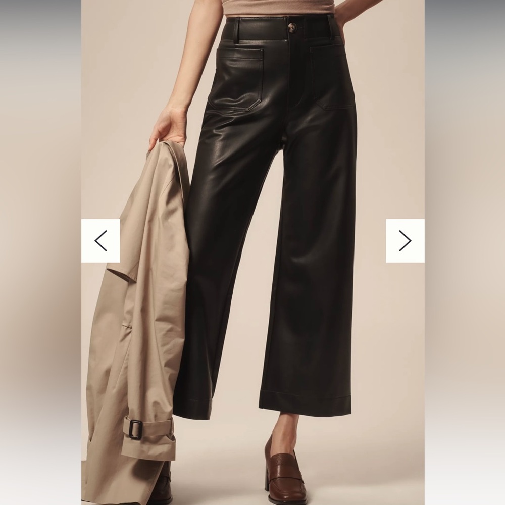 Maeve The Colette Cropped Vegan Leather Trousers Sz 31